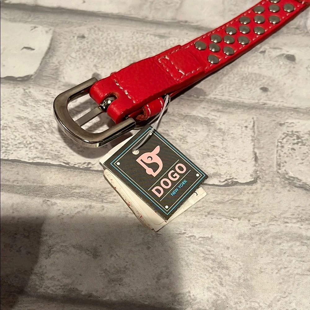Vintage Red DOGO designs studded dog collar small new with tag NY
